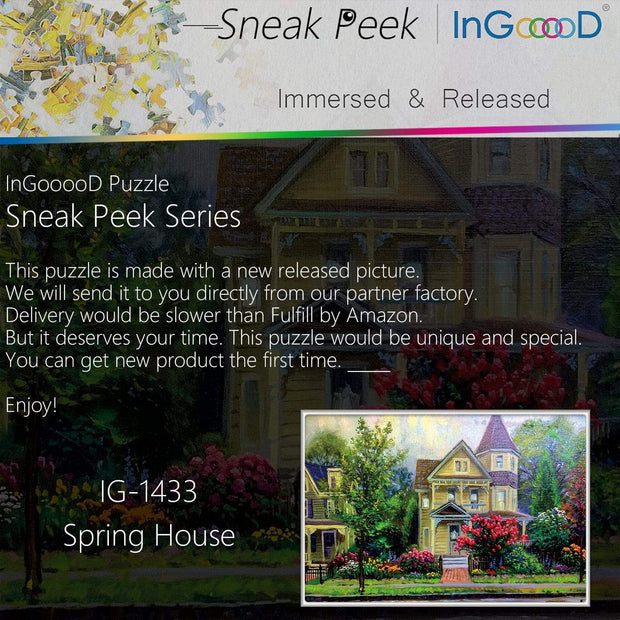 Ingooood-Jigsaw Puzzle 1000 Pieces-Sneak Peek Series-Spring House_IG-1433 Entertainment Toys for Adult Graduation or Birthday Gift Home Decor - Ingooood
