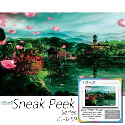 Ingooood-Jigsaw Puzzle 1000 Pieces-Sneak Peek Series-Spring Scenery of Jiangnan_IG-1259 Entertainment Toys for Adult Special Graduation or Birthday Gift Home Decor - Ingooood