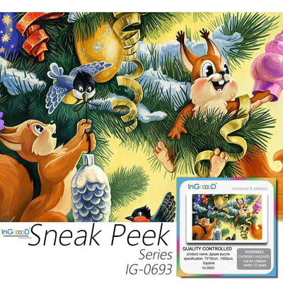 Ingooood- Jigsaw Puzzle 1000 Pieces- Sneak Peek Series-Squirrel_IG-0693 Entertainment Toys for Adult Special Graduation or Birthday Gift Home Decor - Ingooood
