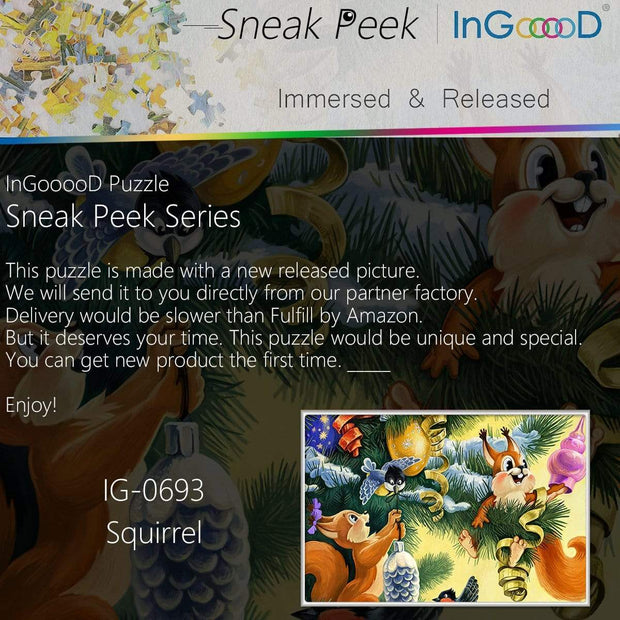 Ingooood- Jigsaw Puzzle 1000 Pieces- Sneak Peek Series-Squirrel_IG-0693 Entertainment Toys for Adult Special Graduation or Birthday Gift Home Decor - Ingooood
