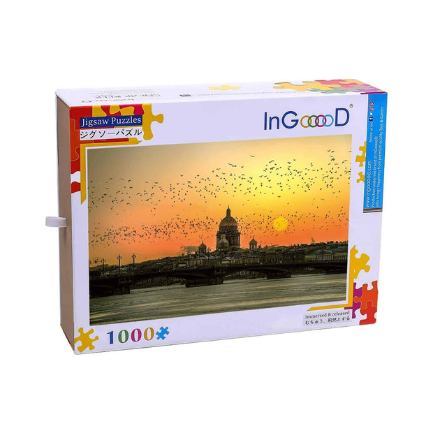 Ingooood-Jigsaw Puzzle 1000 Pieces-Sneak Peek Series-St. Petersburg at dusk_IG-1524 Entertainment Toys for Adult Graduation or Birthday Gift Home Decor - Ingooood