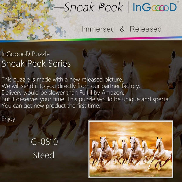 Ingooood- Jigsaw Puzzle 1000 Pieces- Sneak Peek Series-Steed_IG-0810 Entertainment Toys for Adult Special Graduation or Birthday Gift Home Decor - Ingooood