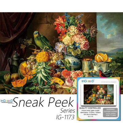 Ingooood-Jigsaw Puzzle 1000 Pieces-Sneak Peek Series- Still Life Oil Painting 2_IG-1173 Entertainment Toys for Graduation or Birthday Gift Home Decor - Ingooood
