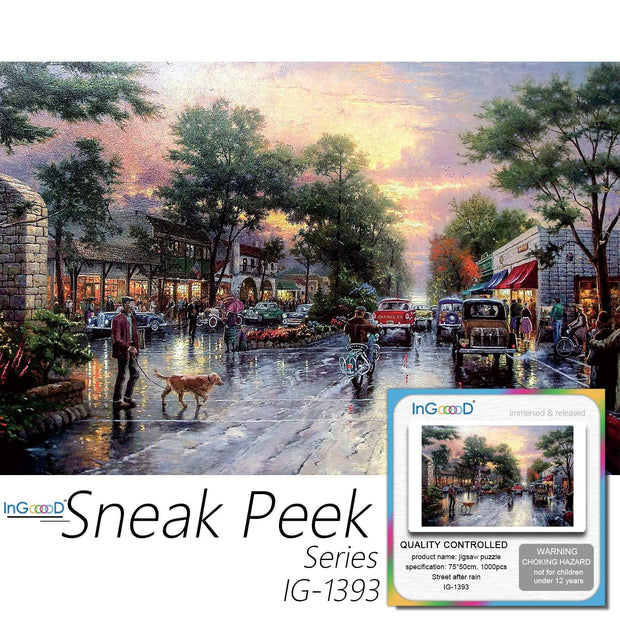 Ingooood-Jigsaw Puzzle 1000 Pieces-Sneak Peek Series-Street After rain_IG-1393 Entertainment Toys for Adult Special Graduation or Birthday Gift Home Decor - Ingooood