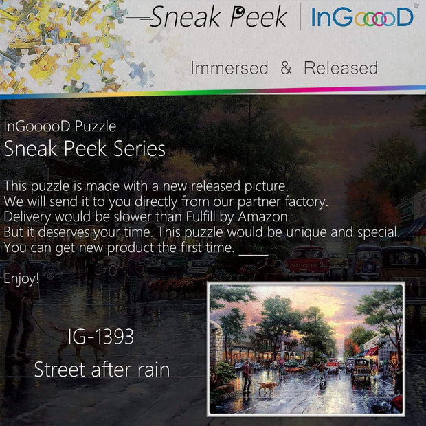 Ingooood-Jigsaw Puzzle 1000 Pieces-Sneak Peek Series-Street After rain_IG-1393 Entertainment Toys for Adult Special Graduation or Birthday Gift Home Decor - Ingooood