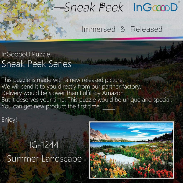 Ingooood-Jigsaw Puzzle 1000 Pieces-Sneak Peek Series-Summer Landscape_IG-1244 Entertainment Toys for Adult Special Graduation or Birthday Gift Home Decor - Ingooood