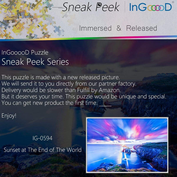 Ingooood-Jigsaw Puzzle 1000 Pieces-Sneak Peek Series-Sunset at The End of The World_IG-0594 Entertainment  for Graduation or Birthday Gift Home Decor - Ingooood