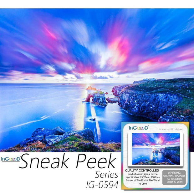 Ingooood-Jigsaw Puzzle 1000 Pieces-Sneak Peek Series-Sunset at The End of The World_IG-0594 Entertainment  for Graduation or Birthday Gift Home Decor - Ingooood