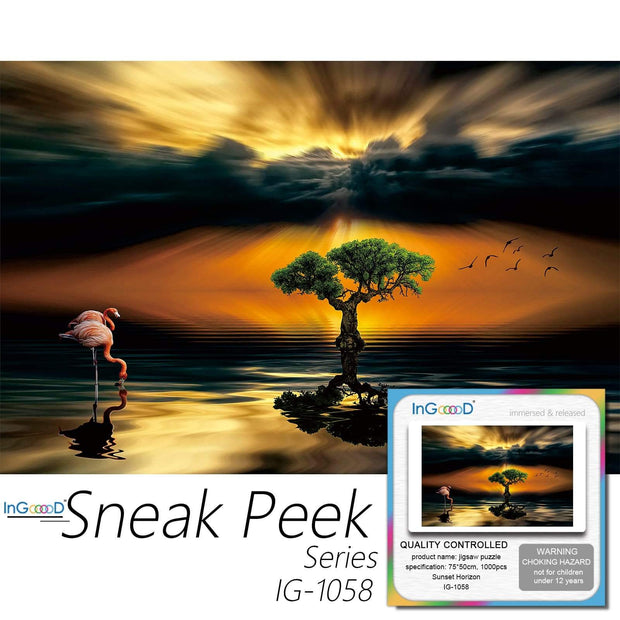 Ingooood-Jigsaw Puzzle 1000 Pieces-Sneak Peek Series-Sunset Horizon_IG-1058 Entertainment Toys for Adult Special Graduation or Birthday Gift Home Decor - Ingooood