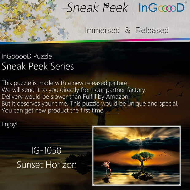 Ingooood-Jigsaw Puzzle 1000 Pieces-Sneak Peek Series-Sunset Horizon_IG-1058 Entertainment Toys for Adult Special Graduation or Birthday Gift Home Decor - Ingooood