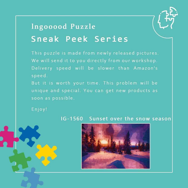 Ingooood-Jigsaw Puzzle 1000 Pieces-Sneak Peek Series-Sunset over the snow season_IG-1560 Entertainment Toys for Adult Graduation or Birthday Gift Home Decor - Ingooood_US