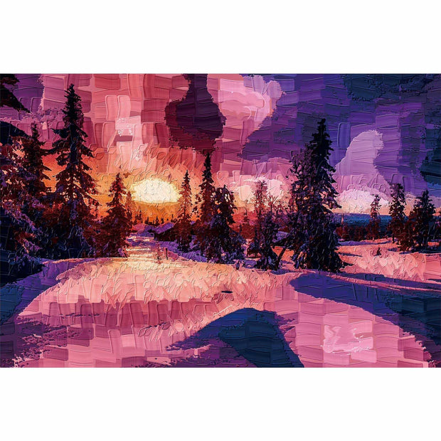 Ingooood-Jigsaw Puzzle 1000 Pieces-Sneak Peek Series-Sunset over the snow season_IG-1560 Entertainment Toys for Adult Graduation or Birthday Gift Home Decor - Ingooood_US