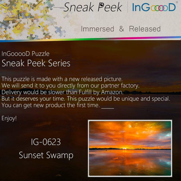 Ingooood- Jigsaw Puzzle 1000 Pieces- Sneak Peek Series-Sunset Swamp_IG-0623 Entertainment Toys for Graduation or Birthday Gift Home Decor - Ingooood
