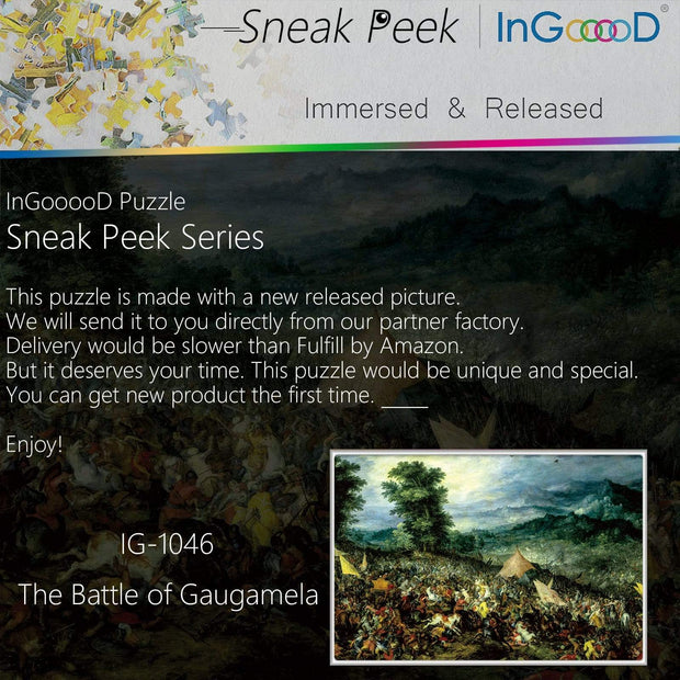 Ingooood-Jigsaw Puzzle 1000 Pieces-Sneak Peek Series-The Battle of Gaugamela_IG-1046 Entertainment Toys for Adult Special Graduation or Birthday Gift Home Decor - Ingooood