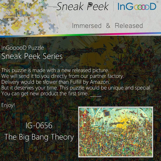 Ingooood- Jigsaw Puzzle 1000 Pieces- Sneak Peek Series-The Big Bang Theory_IG-0656 Entertainment Toys for Graduation or Birthday Gift Home Decor - Ingooood