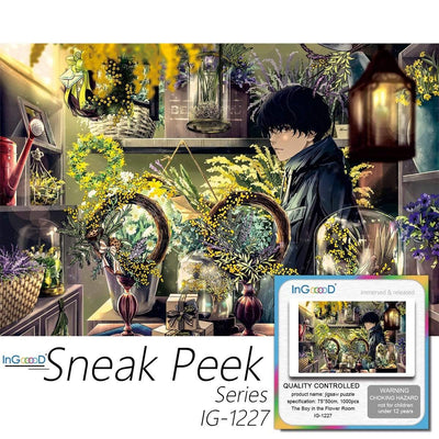 Ingooood-Jigsaw Puzzle 1000 Pieces-Sneak Peek Series-The Boy in The Flower Room_IG-1227 Entertainment Toys for Adult Special Graduation or Birthday Gift Home Decor - Ingooood