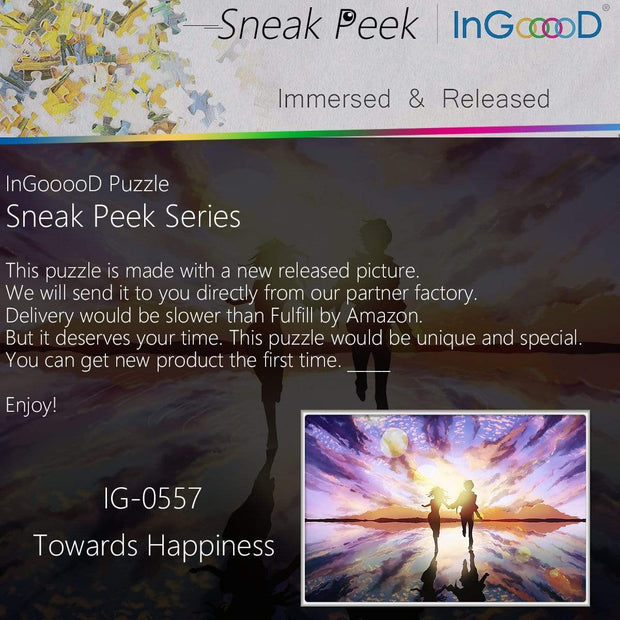 Ingooood- Jigsaw Puzzle 1000 Pieces- Sneak Peek Series- Towards Happiness_IG-0557 Entertainment Toys for Graduation or Birthday Gift Home Decor - Ingooood