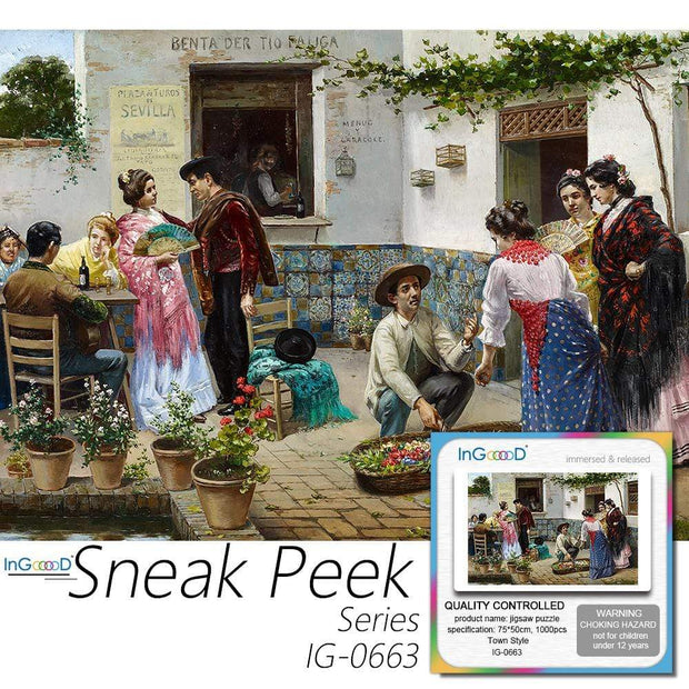 Ingooood- Jigsaw Puzzle 1000 Pieces- Sneak Peek Series-Town Style_IG-0663 Entertainment Toys for Adult Special Graduation or Birthday Gift Home Decor - Ingooood
