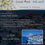 Ingooood-Jigsaw Puzzle 1000 Pieces-Sneak Peek Series-Town Under Snow_IG-1274 Entertainment Toys for Adult Special Graduation or Birthday Gift Home Decor - Ingooood