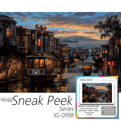 Ingooood-Jigsaw Puzzle 1000 Pieces-Sneak Peek Series-Tram at Sunset_IG-0998 Entertainment Toy for Adult Special Graduation or Birthday Gift Home Decor - Ingooood