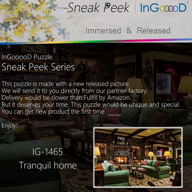 Ingooood-Jigsaw Puzzle 1000 Pieces-Sneak Peek Series-Tranquil home_IG-1465 Entertainment Toys for Adult Graduation or Birthday Gift Home Decor - Ingooood