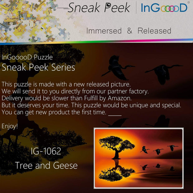 Ingooood-Jigsaw Puzzle 1000 Pieces-Sneak Peek Series-Tree and Geese_IG-1062 Entertainment Toys for Adult Special Graduation or Birthday Gift Home Decor - Ingooood