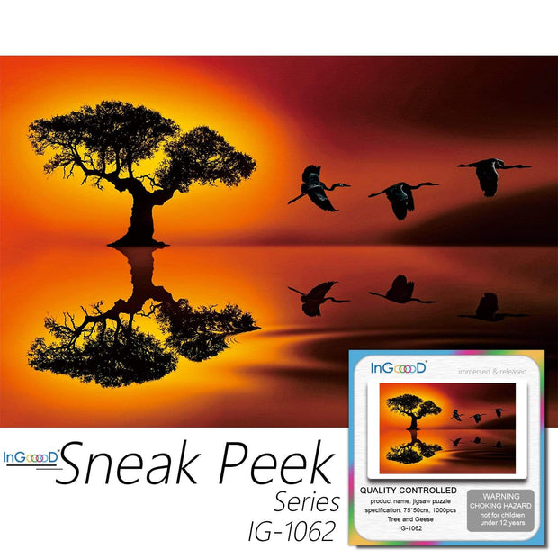Ingooood-Jigsaw Puzzle 1000 Pieces-Sneak Peek Series-Tree and Geese_IG-1062 Entertainment Toys for Adult Special Graduation or Birthday Gift Home Decor - Ingooood