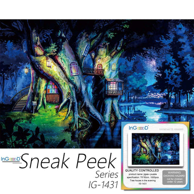 Ingooood-Jigsaw Puzzle 1000 Pieces-Sneak Peek Series-Tree house in the evening_IG-1431 Entertainment Toys for Adult Graduation or Birthday Gift Home Decor - Ingooood