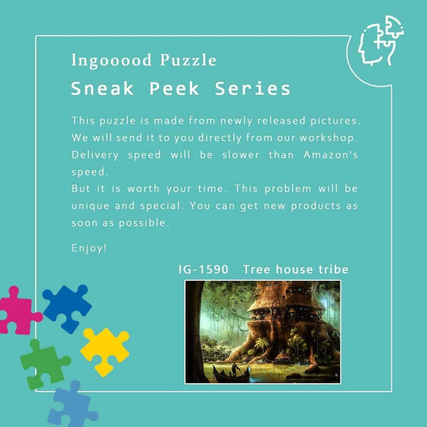 Ingooood-Jigsaw Puzzle 1000 Pieces-Sneak Peek Series-Tree house tribe_IG-1590 Entertainment Toys for Adult Graduation or Birthday Gift Home Decor - Ingooood_US