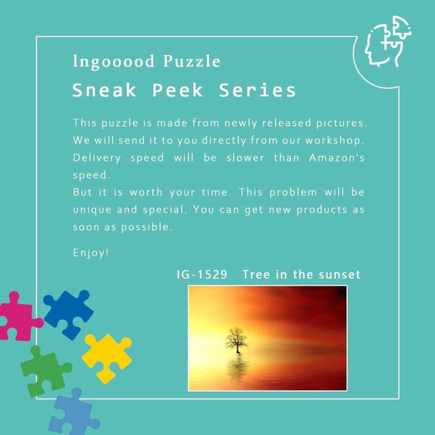 Ingooood-Jigsaw Puzzle 1000 Pieces-Sneak Peek Series-Tree in the sunset_IG-1529 Entertainment Toys for Adult Graduation or Birthday Gift Home Decor - Ingooood