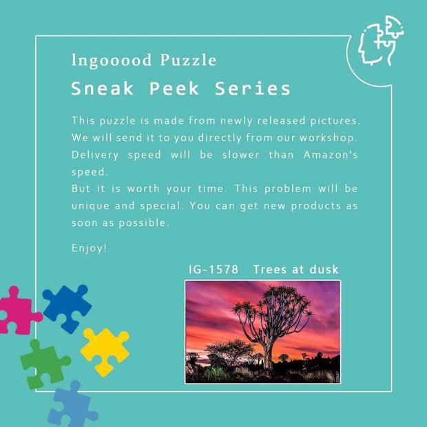 Ingooood-Jigsaw Puzzle 1000 Pieces-Sneak Peek Series-Trees at dusk_IG-1578 Entertainment Toys for Adult Graduation or Birthday Gift Home Decor - Ingooood_US