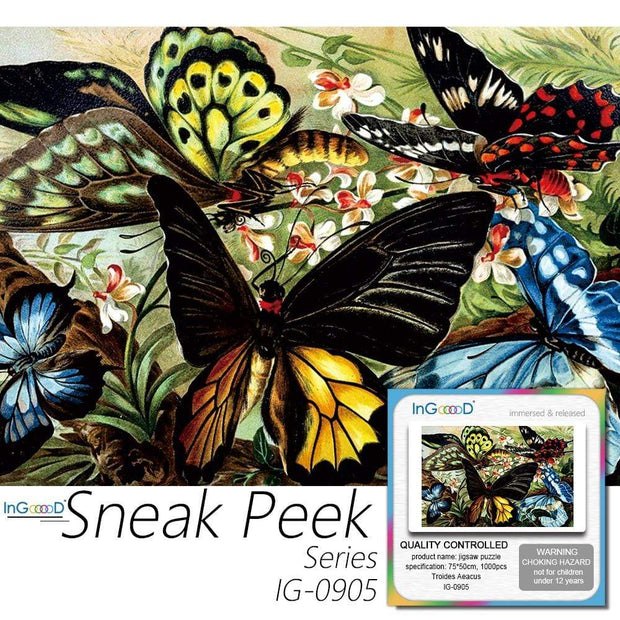 Ingooood- Jigsaw Puzzle 1000 Pieces- Sneak Peek Series-Troides Aeacus_IG-0905 Entertainment Toys for Graduation or Birthday Gift Home Decor - Ingooood