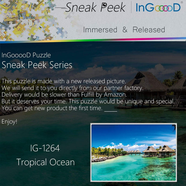 Ingooood-Jigsaw Puzzle 1000 Pieces-Sneak Peek Series-Tropical Ocean_IG-1264 Entertainment Toys for Adult Special Graduation or Birthday Gift Home Decor - Ingooood