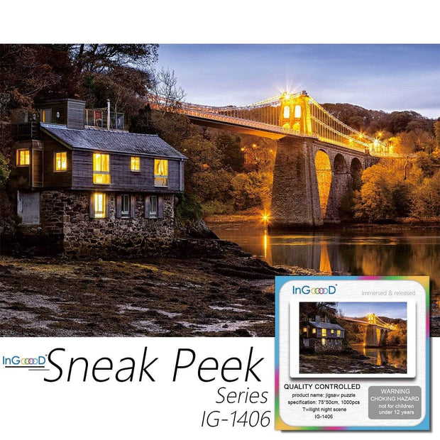 Ingooood-Jigsaw Puzzle 1000 Pieces-Sneak Peek Series-Twilight Night Scene_IG-1406 Entertainment Toys for Adult Special Graduation or Birthday Gift Home Decor - Ingooood