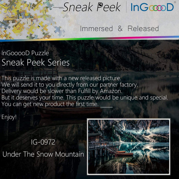 Ingooood-Jigsaw Puzzle 1000 Pieces-Sneak Peek Series-Under The Snow Mountain_IG-0972 Entertainment Toys for Graduation or Birthday Gift Home Decor - Ingooood