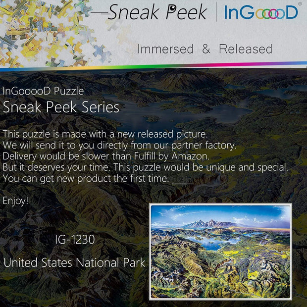 Ingooood-Jigsaw Puzzle 1000 Pieces-Sneak Peek Series-United States National Park_IG-1230 Entertainment Toys for Adult Special Graduation or Birthday Gift Home Decor - Ingooood