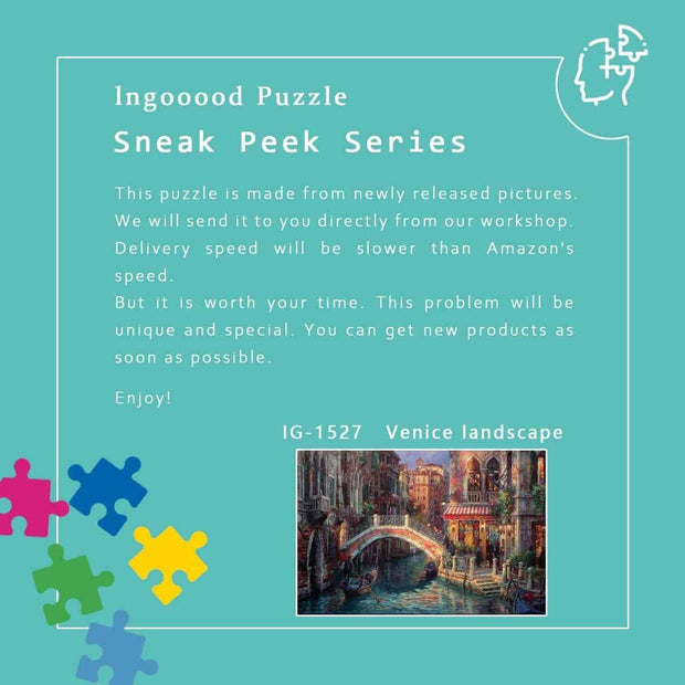 Ingooood-Jigsaw Puzzle 1000 Pieces-Sneak Peek Series-Venice landscape_IG-1527 Entertainment Toys for Adult Graduation or Birthday Gift Home Decor - Ingooood