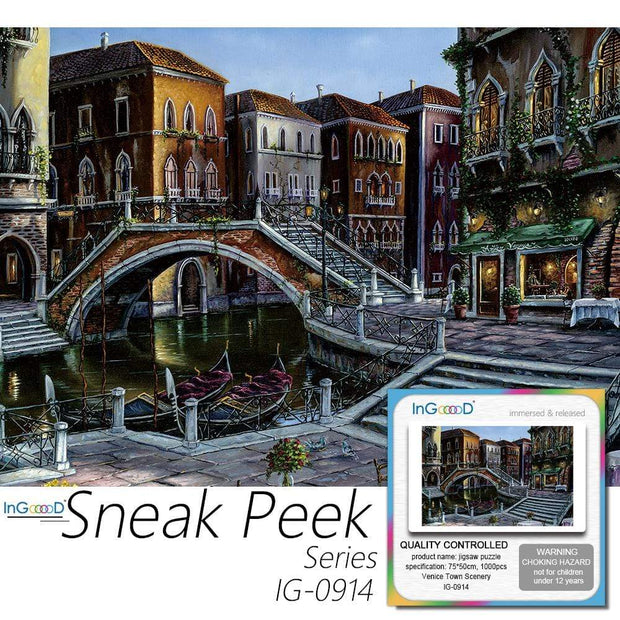 Ingooood- Jigsaw Puzzle 1000 Pieces- Sneak Peek Series-Venice Town Scenery_IG-0914 Entertainment Toys for Graduation or Birthday Gift Home Decor - Ingooood