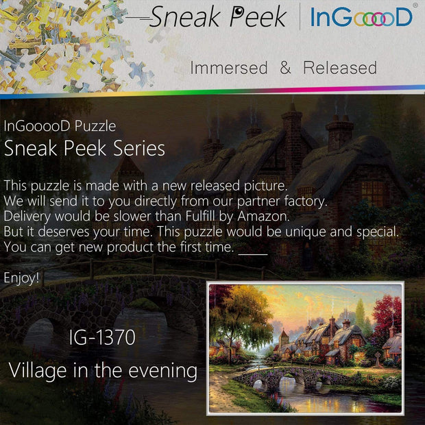 Ingooood-Jigsaw Puzzle 1000 Pieces-Sneak Peek Series-Village in The Evening_IG-1370 Entertainment Toys for Adult Special Graduation or Birthday Gift Home Decor - Ingooood