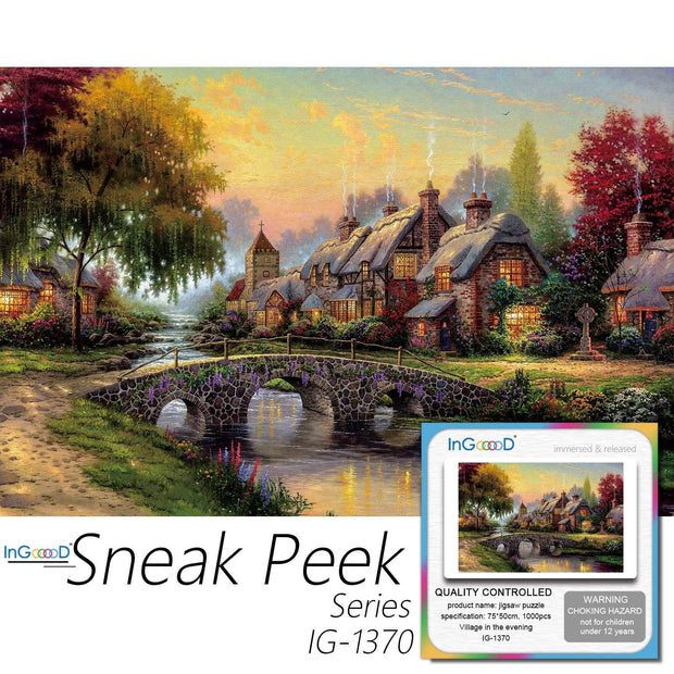 Ingooood-Jigsaw Puzzle 1000 Pieces-Sneak Peek Series-Village in The Evening_IG-1370 Entertainment Toys for Adult Special Graduation or Birthday Gift Home Decor - Ingooood