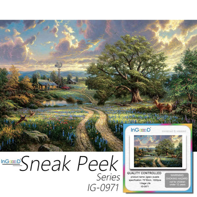 Ingooood-Jigsaw Puzzle 1000 Pieces-Sneak Peek Series-Village Life_IG-0971 Entertainment Toys for Adult Special Graduation or Birthday Gift Home Decor - Ingooood