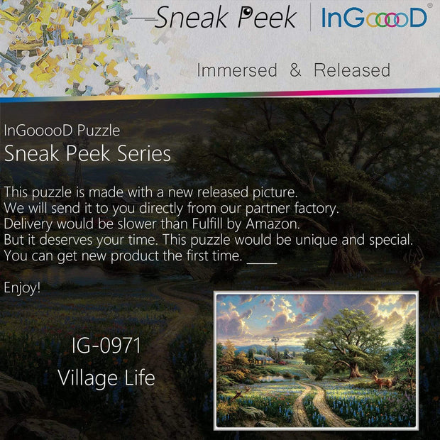 Ingooood-Jigsaw Puzzle 1000 Pieces-Sneak Peek Series-Village Life_IG-0971 Entertainment Toys for Adult Special Graduation or Birthday Gift Home Decor - Ingooood