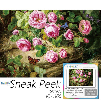 Ingooood-Jigsaw Puzzle 1000 Pieces-Sneak Peek Series-Vintage Roses_IG-1166 Entertainment Toys for Adult Special Graduation or Birthday Gift Home Decor - Ingooood