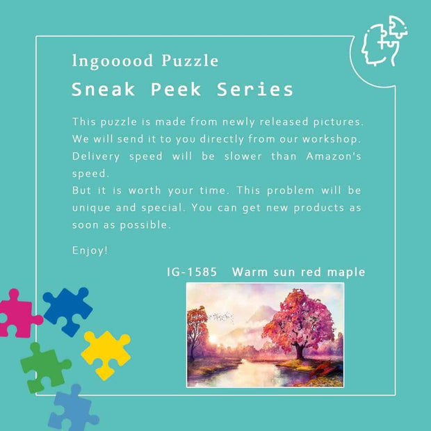 Ingooood-Jigsaw Puzzle 1000 Pieces-Sneak Peek Series-Warm sun red maple_IG-1585 Entertainment Toys for Adult Graduation or Birthday Gift Home Decor - Ingooood_US