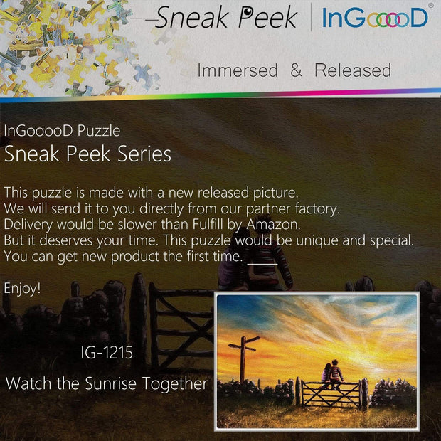 Ingooood-Jigsaw Puzzle 1000 Pieces-Sneak Peek Series- Watch The Sunrise Together_IG-1215 Entertainment Toys for Adult Special Graduation or Birthday Gift Home Decor - Ingooood