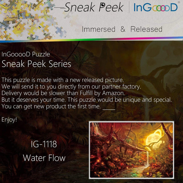 Ingooood-Jigsaw Puzzle 1000 Pieces-Sneak Peek Series-Water Flow_IG-1118 Entertainment Toys for Adult Special Graduation or Birthday Gift Home Decor - Ingooood