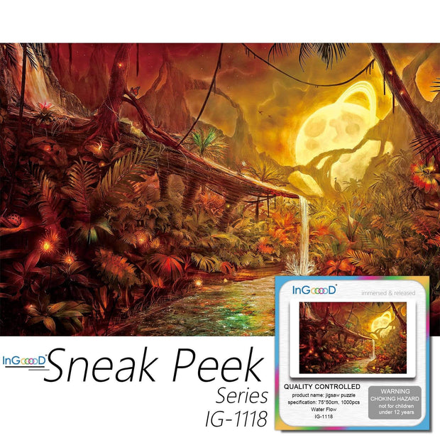 Ingooood-Jigsaw Puzzle 1000 Pieces-Sneak Peek Series-Water Flow_IG-1118 Entertainment Toys for Adult Special Graduation or Birthday Gift Home Decor - Ingooood