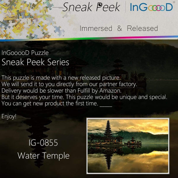 Ingooood-Jigsaw Puzzle 1000 Pieces- Sneak Peek Series-Water Temple_IG-0855 Entertainment Toys for Adult Special Graduation or Birthday Gift Home Decor - Ingooood