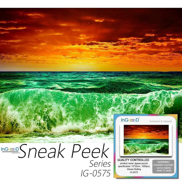 Ingooood-Jigsaw Puzzle 1000 Pieces-Sneak Peek Series-Waves Rolling_IG-0575 Entertainment Toys for Adult Special Graduation or Birthday Gift Home Decor - Ingooood