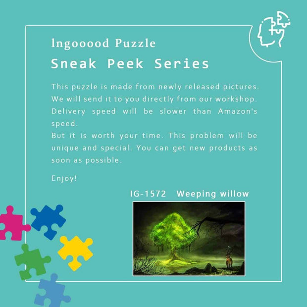 Ingooood-Jigsaw Puzzle 1000 Pieces-Sneak Peek Series-Weeping willow_IG-1572 Entertainment Toys for Adult Graduation or Birthday Gift Home Decor - Ingooood_US